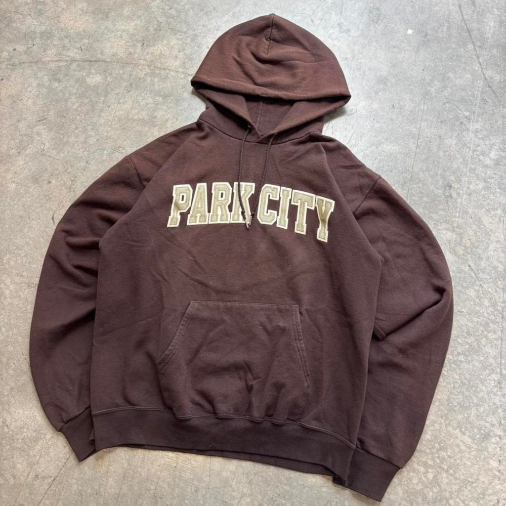 Y2k Brown Champion Park City Utah Hoodie
